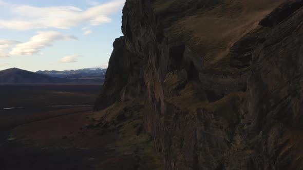 Drone Flight Next To Rocky Mountain Cliffs