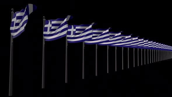 Row Of Greece Flags With Alpha 2K