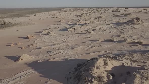 Sand Dunes Walls of China, Mungo National Park, New South Wales, Australia 4K Aerial Drone