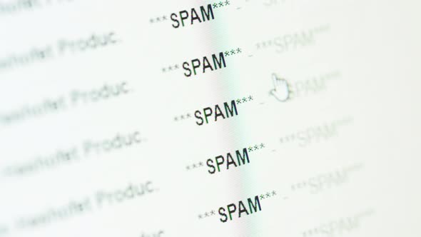 Scrolling in an email inbox full of spam messeges