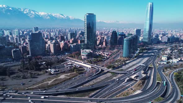 Santiago Chile. Cityscape downtown district of capital city of Chile.