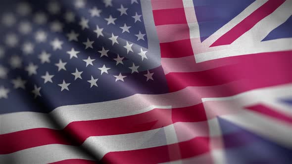 USA UK Flag Mix Textured Waving Close Up Background HD