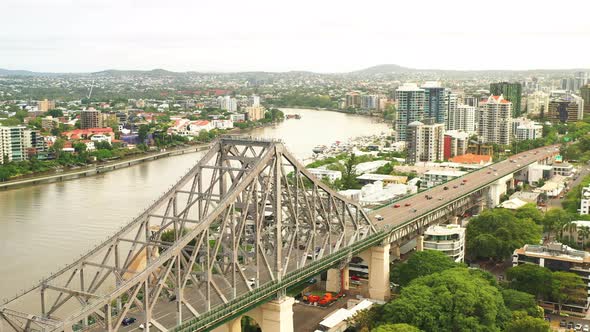 Looking South over Story Bridge, Brisbane after recent floods