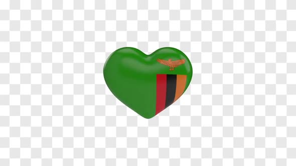 Zambia Flag on a Rotating 3D Heart