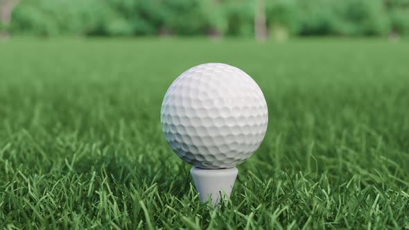 Golf Club Hits a Golf Ball in a Super Slow Motion