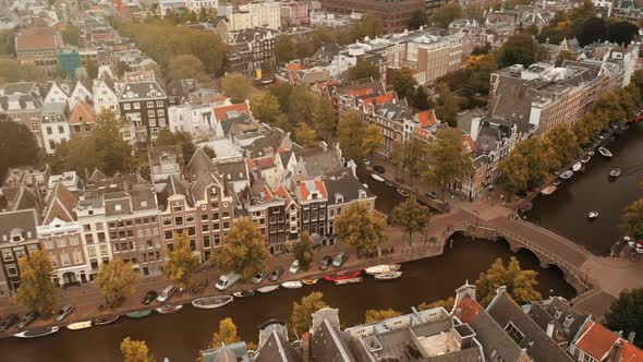 Aerial view of Amsterdam Canals