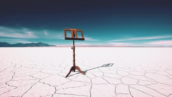 an Old Music Stand is on White Salt Desert