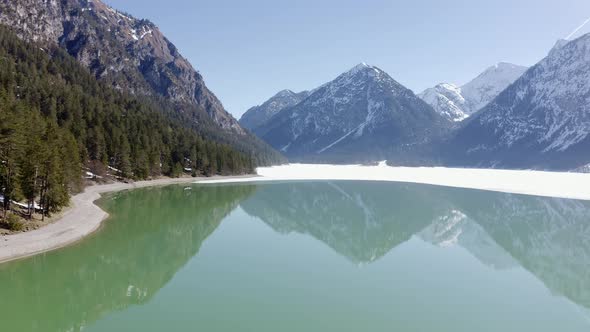 Aerial shot of lake Heiterwang in Tyrol