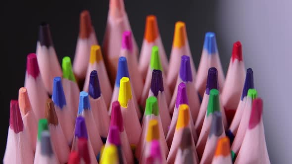 Macro Shot of Multicolour Pencil Tips Color Pencils Set