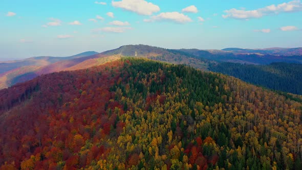 Aerial Drone Video Flying Over Carpathians Mountains, Ukraine, Europe