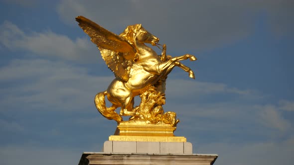 Golden pegasus sculpture