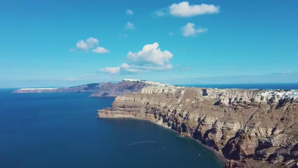 4k Aerial drone view of Santorini Caldera over the port