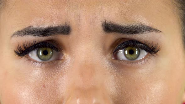 Girl Looking Upset at the Camera. Close Up