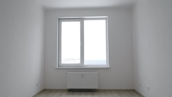 Empty Light Room with White Wall Interior and Window