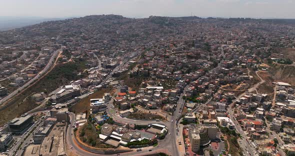 Aerial view of the Arab city of Um al Fahm in Northern Israel.