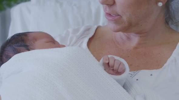 Mother and newborn baby in hospital