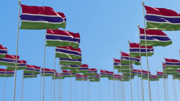 Gambia Row Of National flags Walk Throw Animation