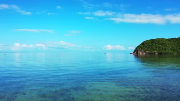 Aerial drone nature of marine sea view beach vacation by blue ocean and white sand background of a d