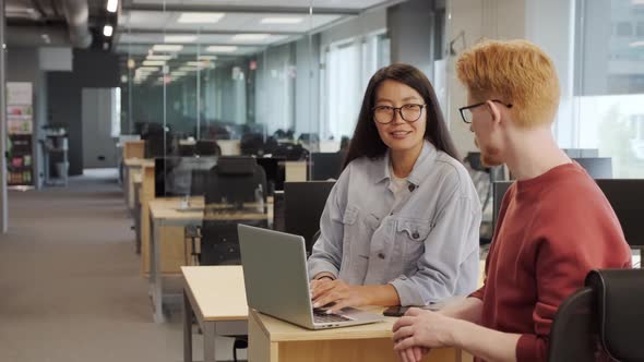 Coworkers Discussing Project On Laptop