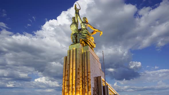 monument Rabochiy i Kolkhoznitsa, sculptor Vera Mukhina, Moscow, Russia. Made of in 1937