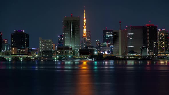 Night Cityscape Minato City Tokyo Skyscrapers