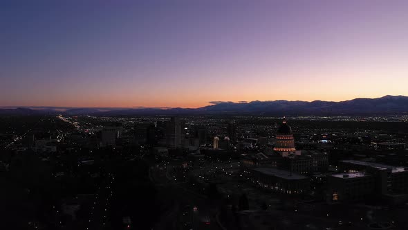 Salt Lake City Skyline in Evening Twilight