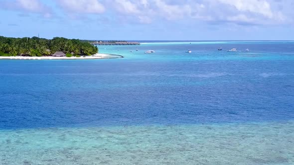 Drone view travel of sea view beach wildlife by water with sand background