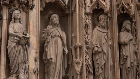 close shot of the sculpture details of saints statues