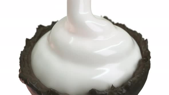 Pouring Whipped Cream Milk . Mix With Chocolate cream Down.3D Animation