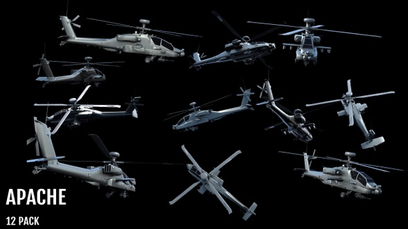 Boeing AH-64 Apache Military Helicopter Action (12) Pack