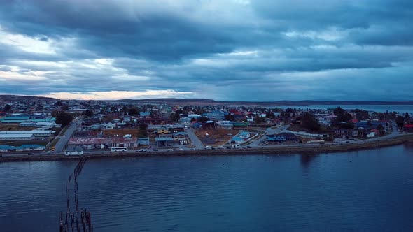 View Of The Evening Puerto Natales In Chile