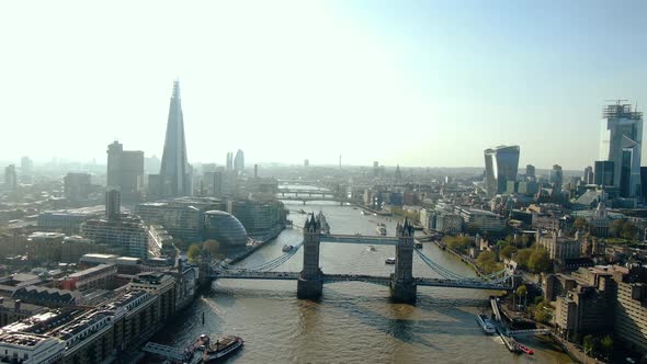 Drone shot of the famous London Bridge