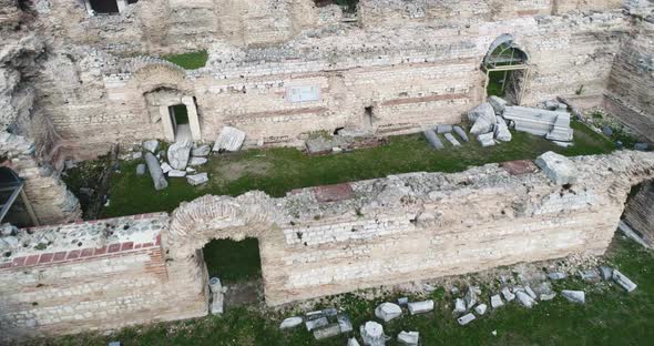4k Footage over Roman ruins. The Old Roman Baths of Odessos, Varna.