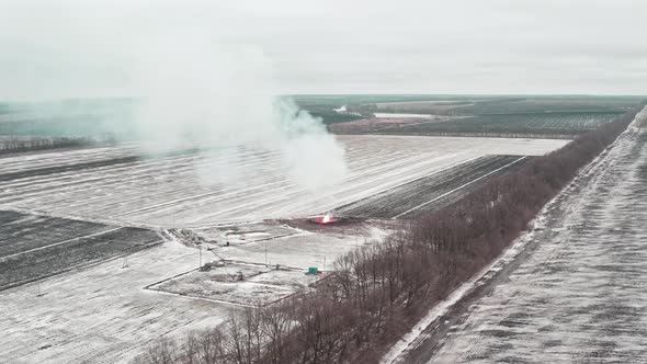 Drone Shot of Gas Torch Candle  Controlled or Emergency Combustion of Associated Gas