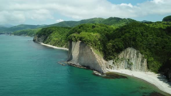 Drone View of Rocks Nature Sea and Water Skala Kiseleva is a Natural Monument on the Territory of