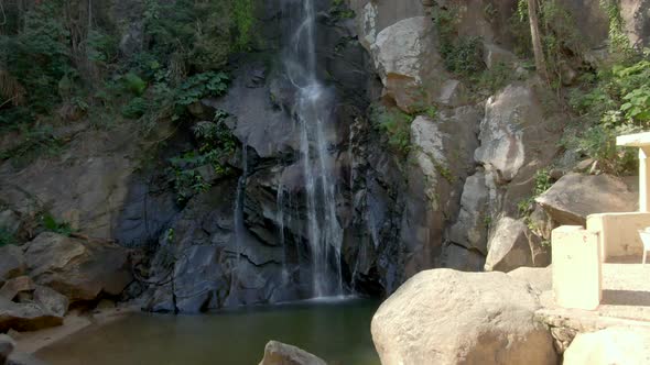 Breathtaking Waterfall And Natural Attraction In Remote Mexican Village. Cascada De Yelapa In Jalisc