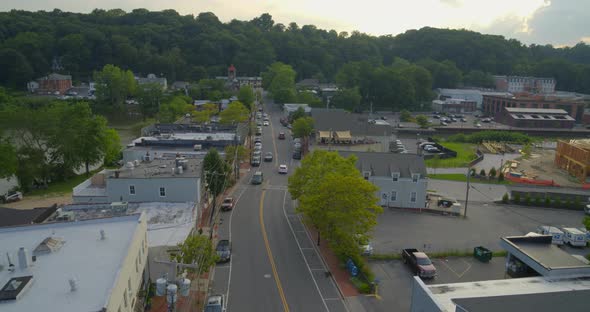 Aerial View of The Village of Roslyn Long Island at Sunset