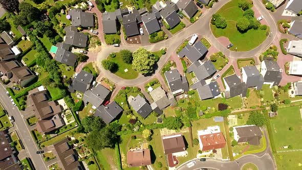 Aerial view of the houses and neighborhood in France, Europe	