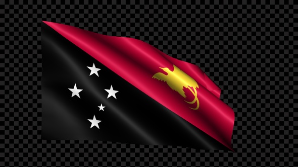 Papua New Guinea Flag Blowing In The Wind