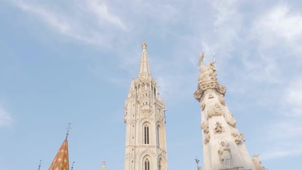 Matthias church and fountain nearby in  Budapest 4K 2160p UltraHD footage  - Matyas-templom in Budap