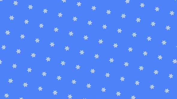 Abstract small cute white stars rotating and flowing on blue background