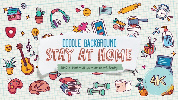 Doodle Background - Stay At Home