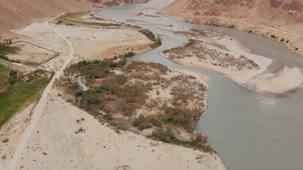 Afghanistan and Panj River Along the Wakhan Corridor