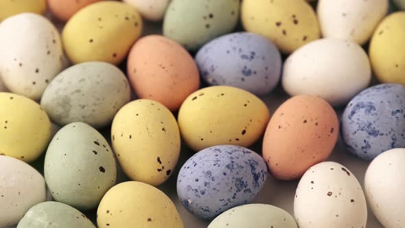 Easter colorful quail eggs rotating 