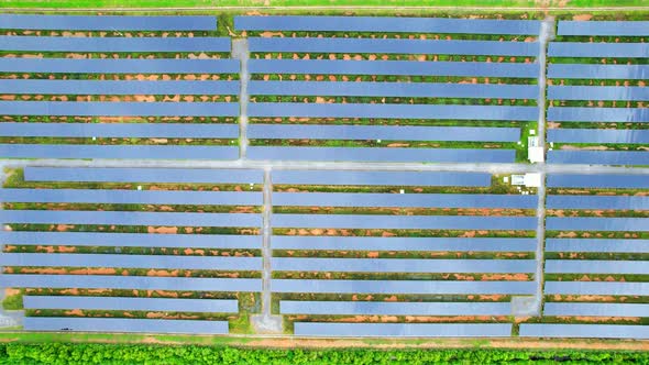 Aerial shot of Solar Power Station. drone footage. 4k