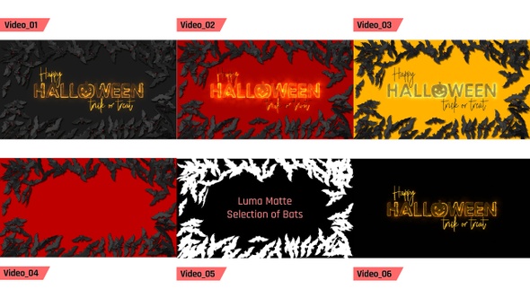 Happy Halloween Trick or Treat Fire Text Effect 3D Bats Coming From Sides