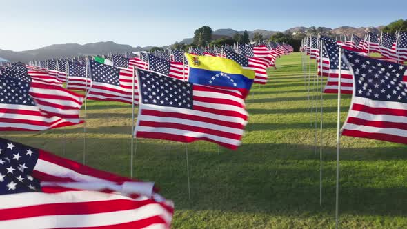 Aerial View of the Waves of Flags Event As a Tribute to Victims of Terror Attack