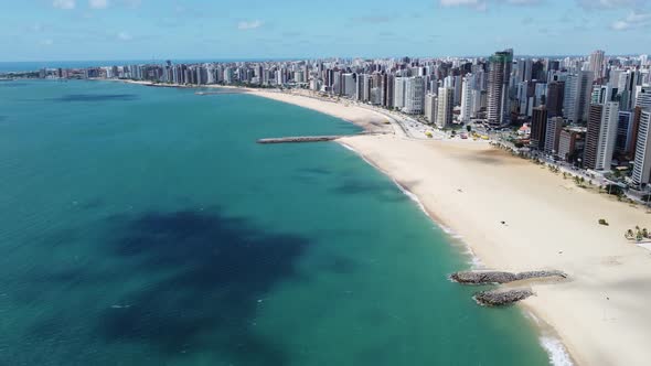 Tropical beach scenery of Fortaleza. Northeast Brazil. Ceara state.