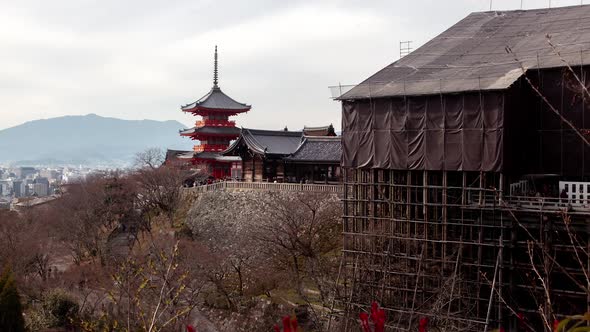 Kiyomizu-dera Temple Pagoda Building Timelapse