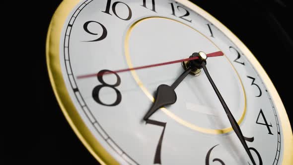 Timelapse of Rotating Clock Hands on a White Round Vintage Dial